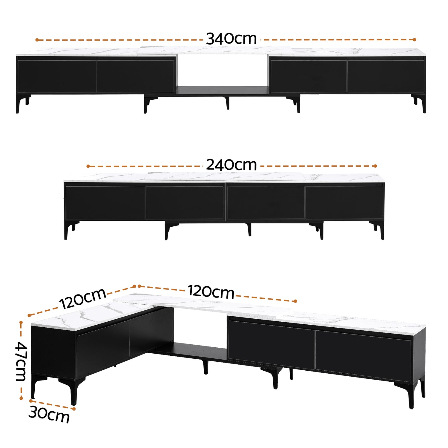 Artiss TV Cabinet Entertainment Unit Stand Extendable Black