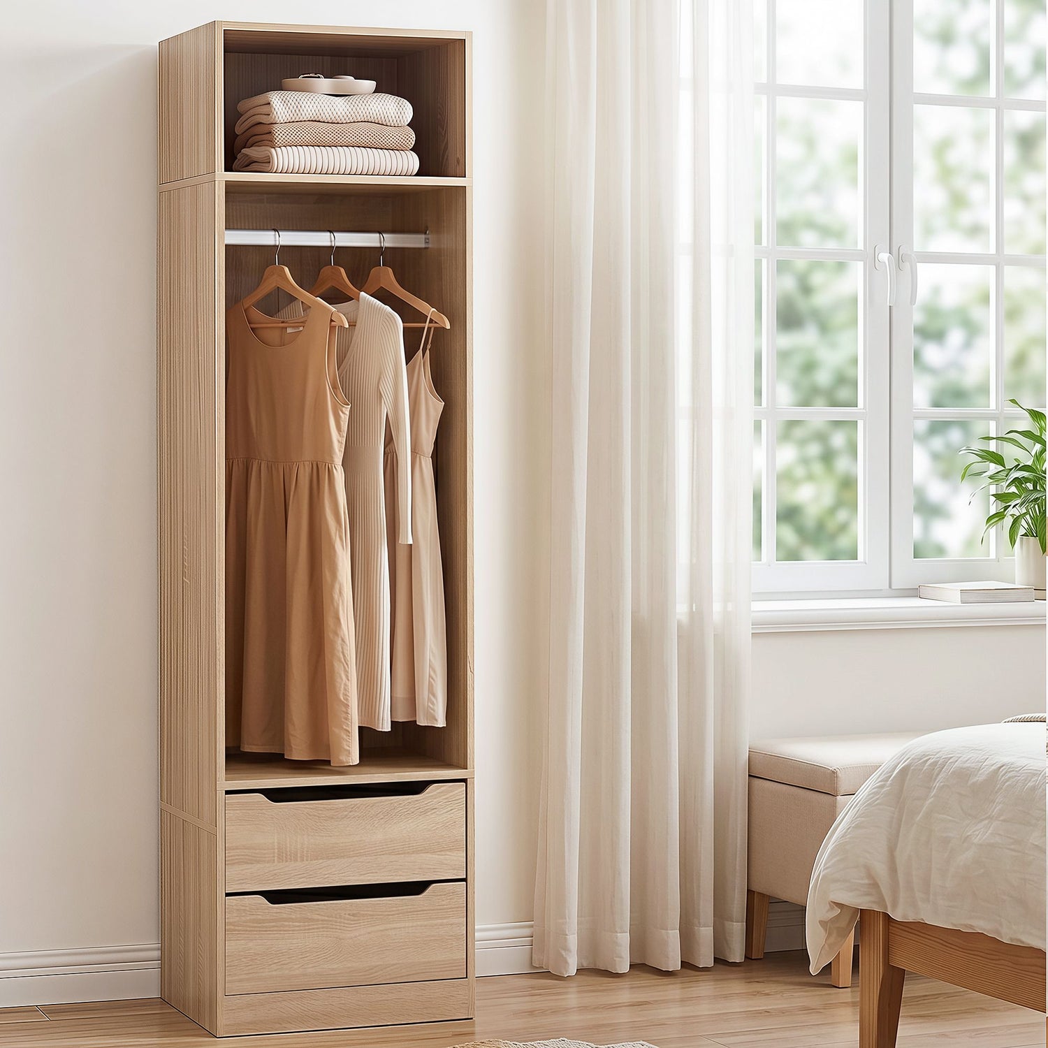 Artiss Build In Wardrobe Clothes Closet Storage Organiser Pine