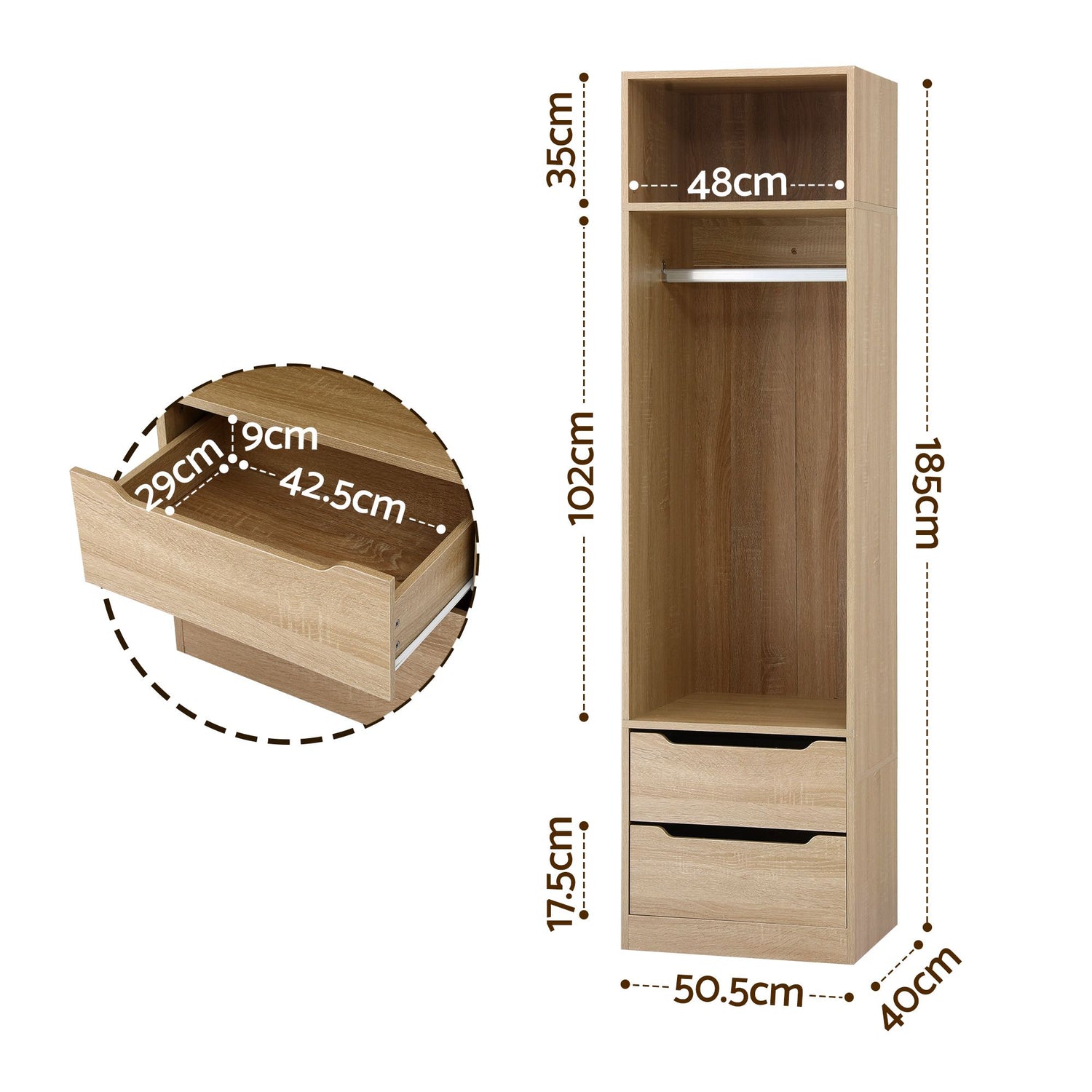 Artiss Build In Wardrobe Clothes Closet Storage Organiser Pine