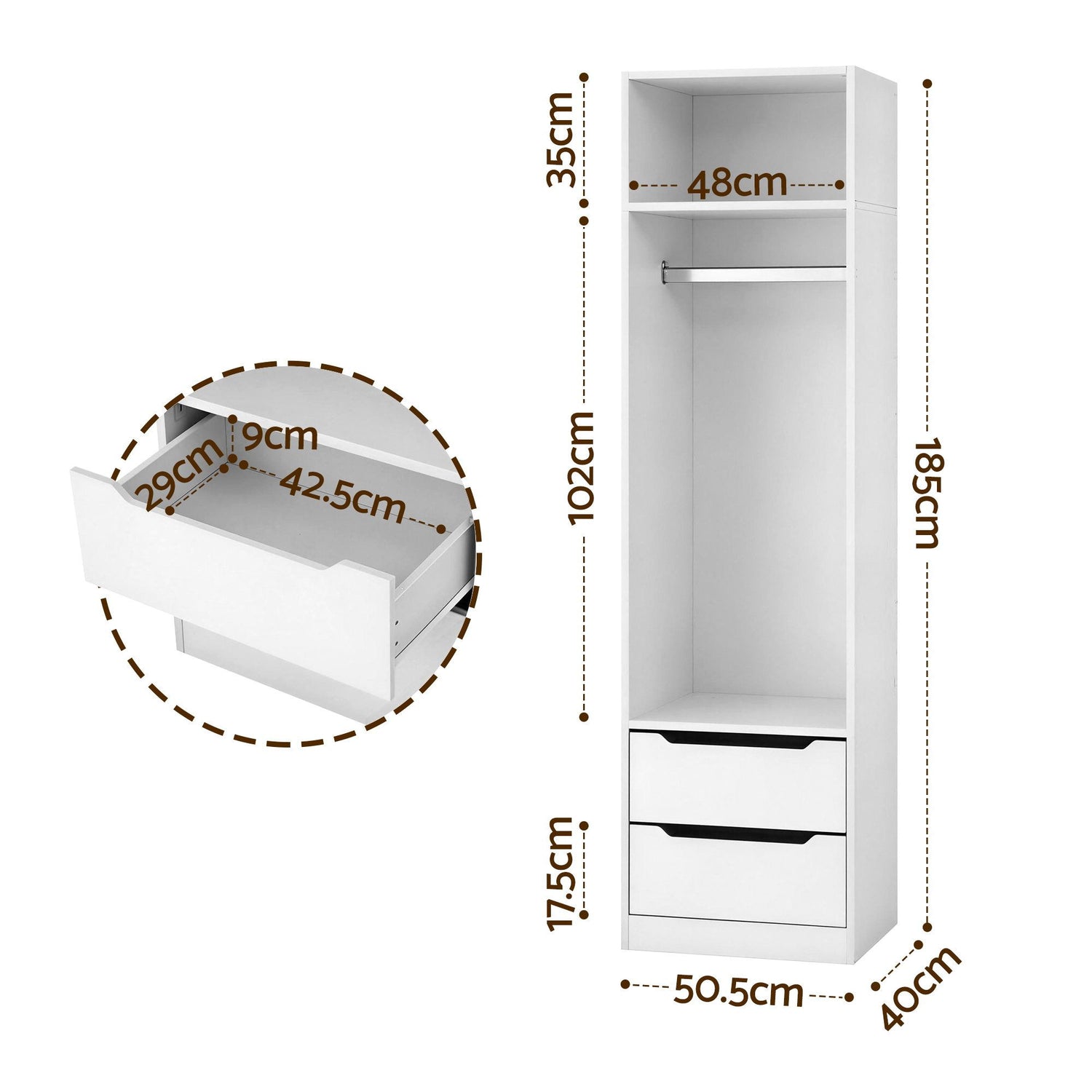 Artiss Build In Wardrobe Clothes Closet Storage Organiser White