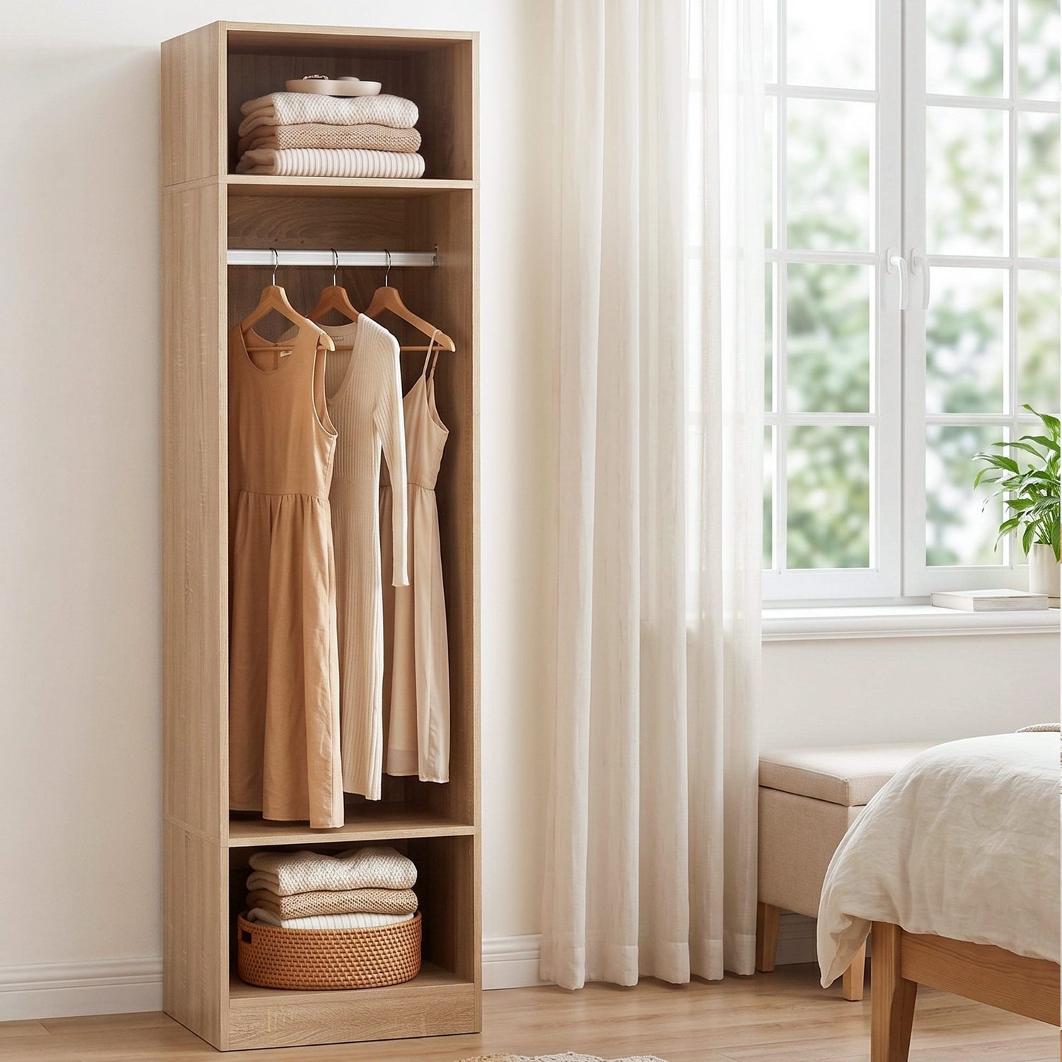 Artiss Build In Wardrobe Clothes Closet Storage Organiser Shelf Pine