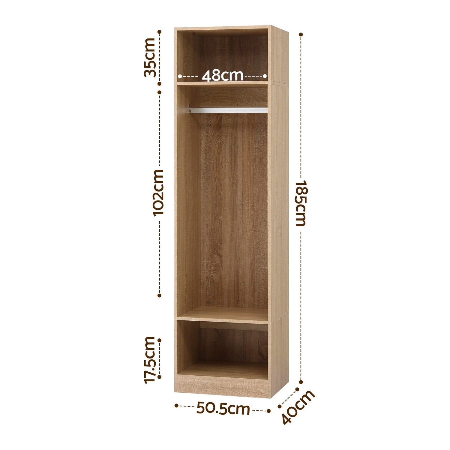 Artiss Build In Wardrobe Clothes Closet Storage Organiser Shelf Pine
