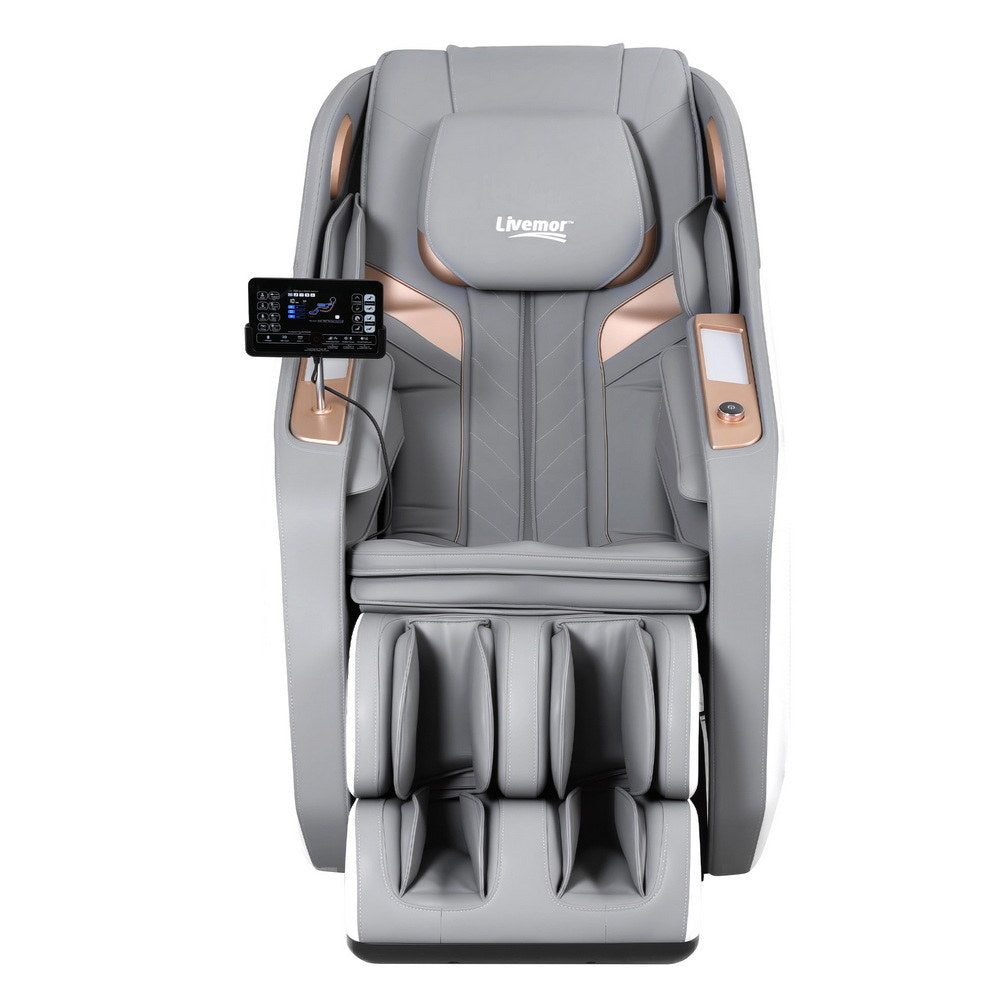 Livemor 4D Massage Chair Electric Recliner Double Core Mechanism Massager ROWA White