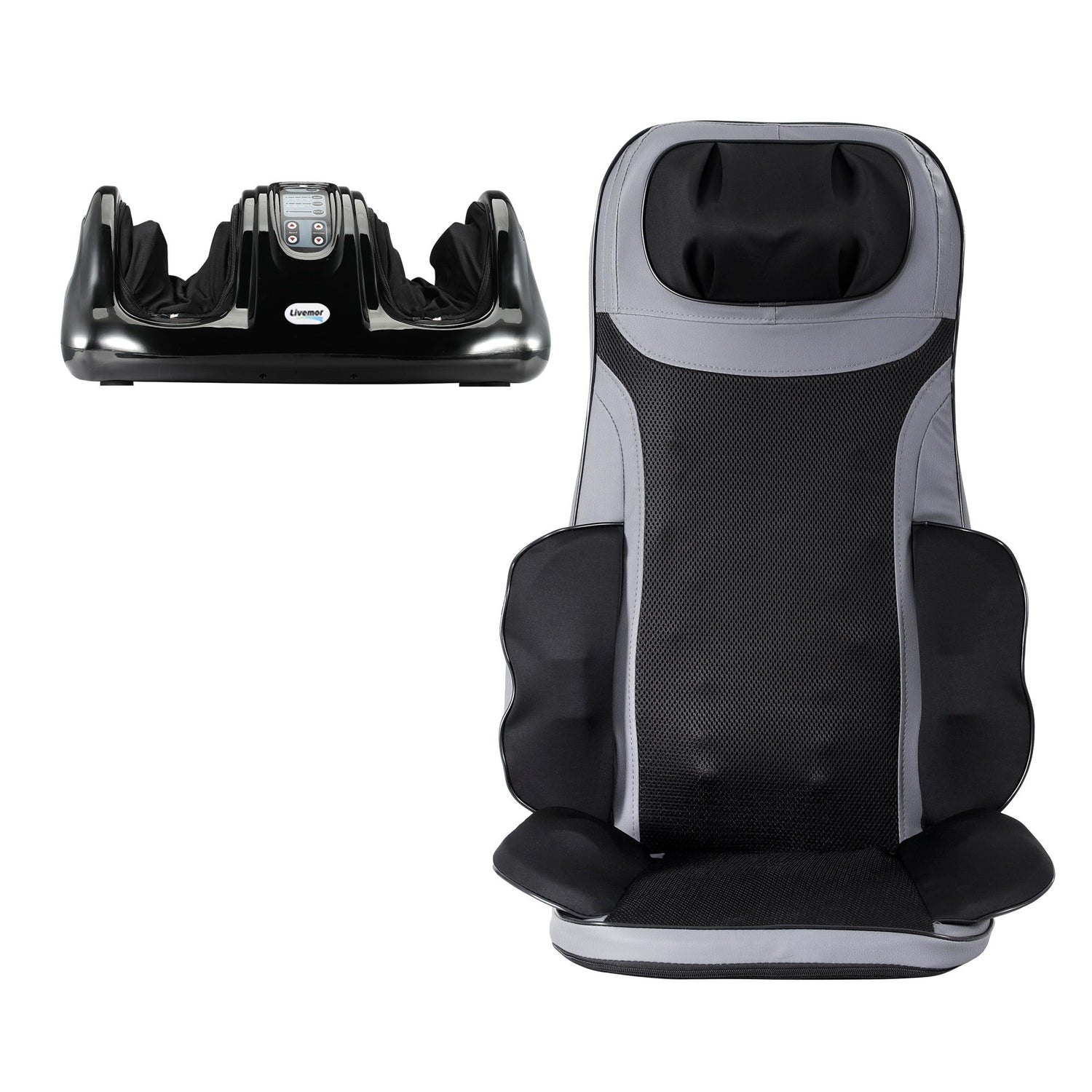 Livemor 8-nodes Full Back Massage Seat Cushion Heating With Foot Massagers