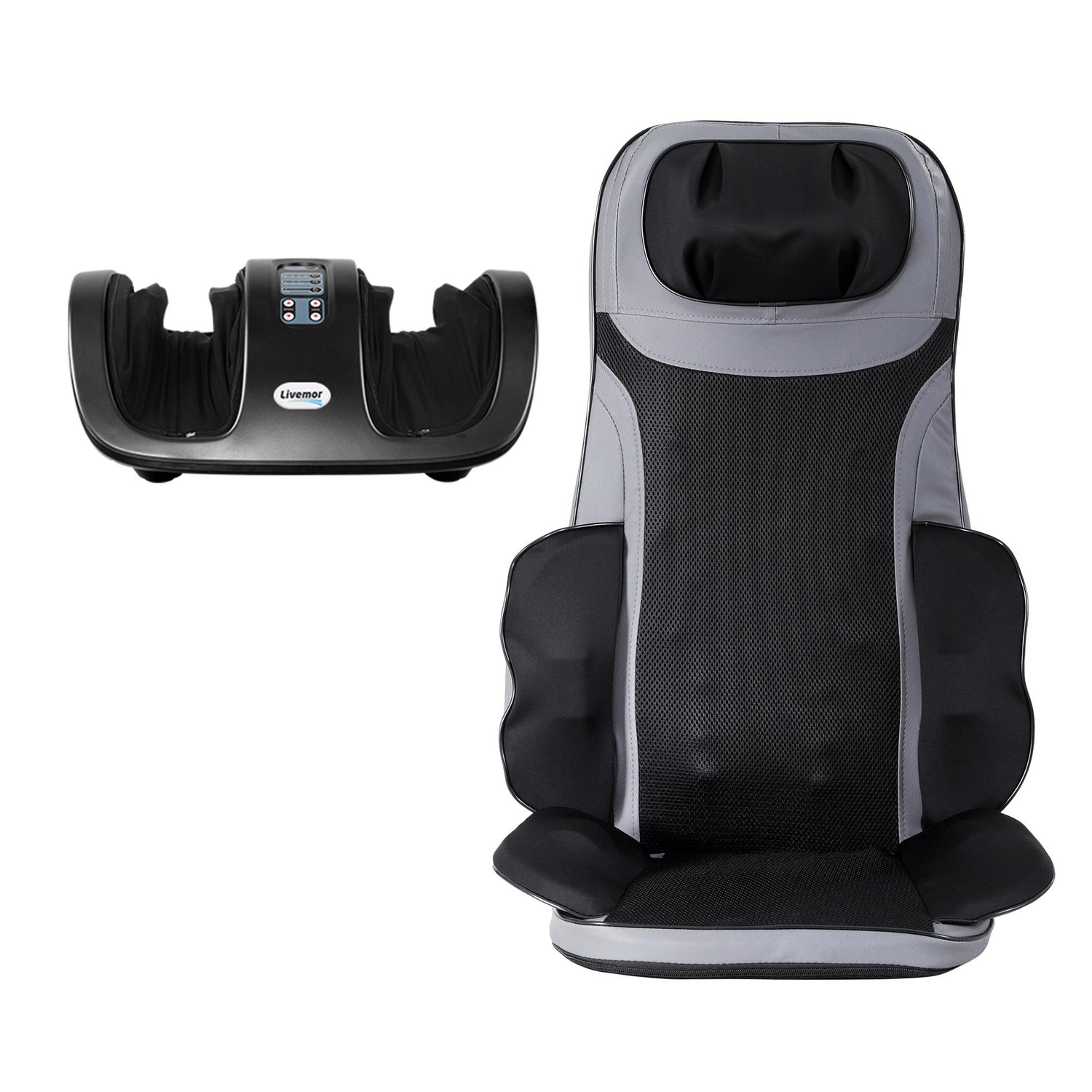 Livemor Full Back Massage Seat Cushion Heating With Kneading Foot Massagers