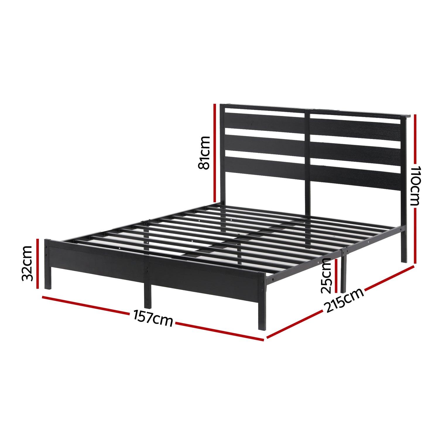 Artiss Bed Frame Queen Size LED Metal Bed Base with Charging Station