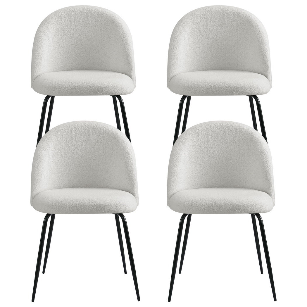 Artiss Dining Chairs Set of 4 Sherpa Boucle White