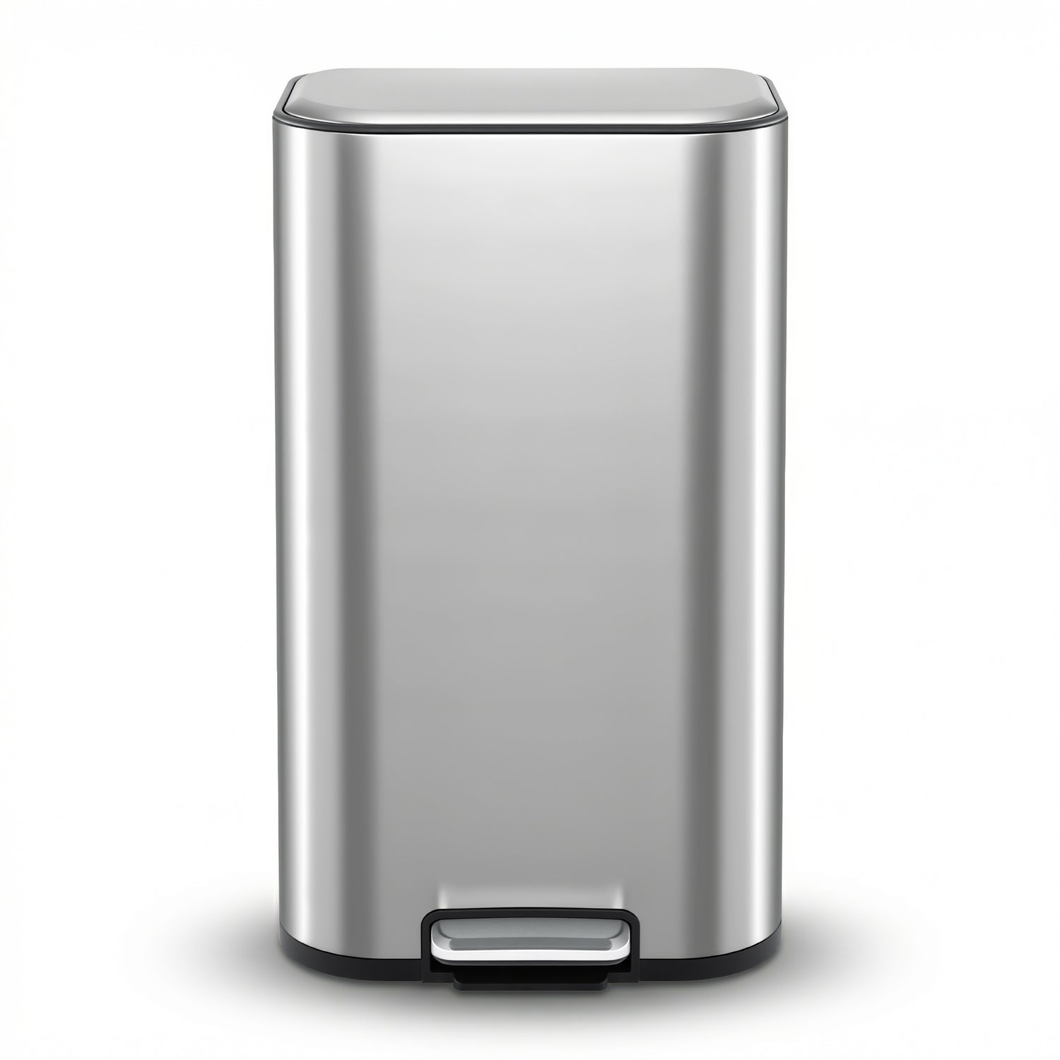 Cefito Kitchen Trash Can 40L Pedal Bins Rubbish Bin Steel with Soft Close Lid, Removable Inner Bucket, Rectangular Garbage Can Recycling Bin, Silver