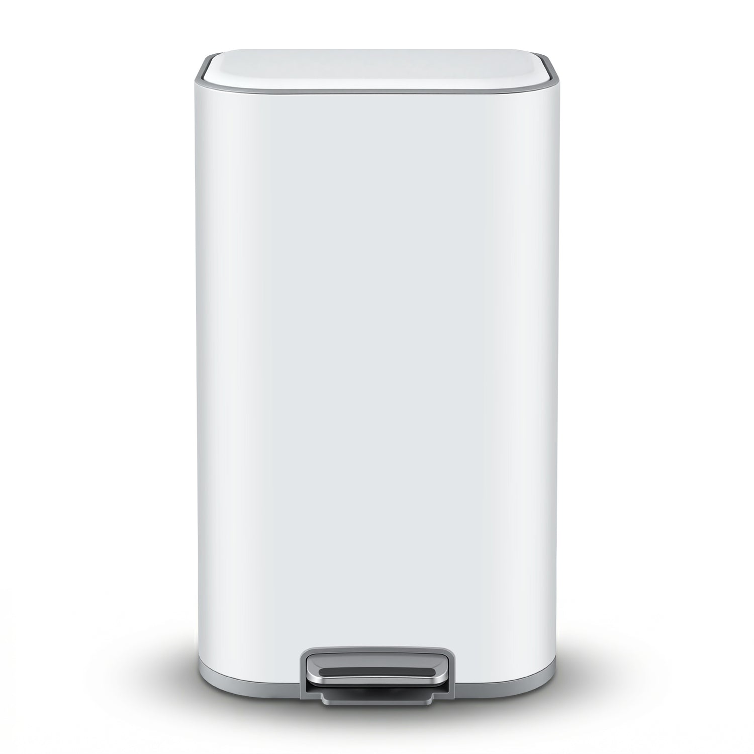 Cefito Kitchen Trash Can 40L Pedal Bins Rubbish Bin Steel with Soft Close Lid, Removable Inner Bucket, Rectangular Garbage Can Recycling Bin, White
