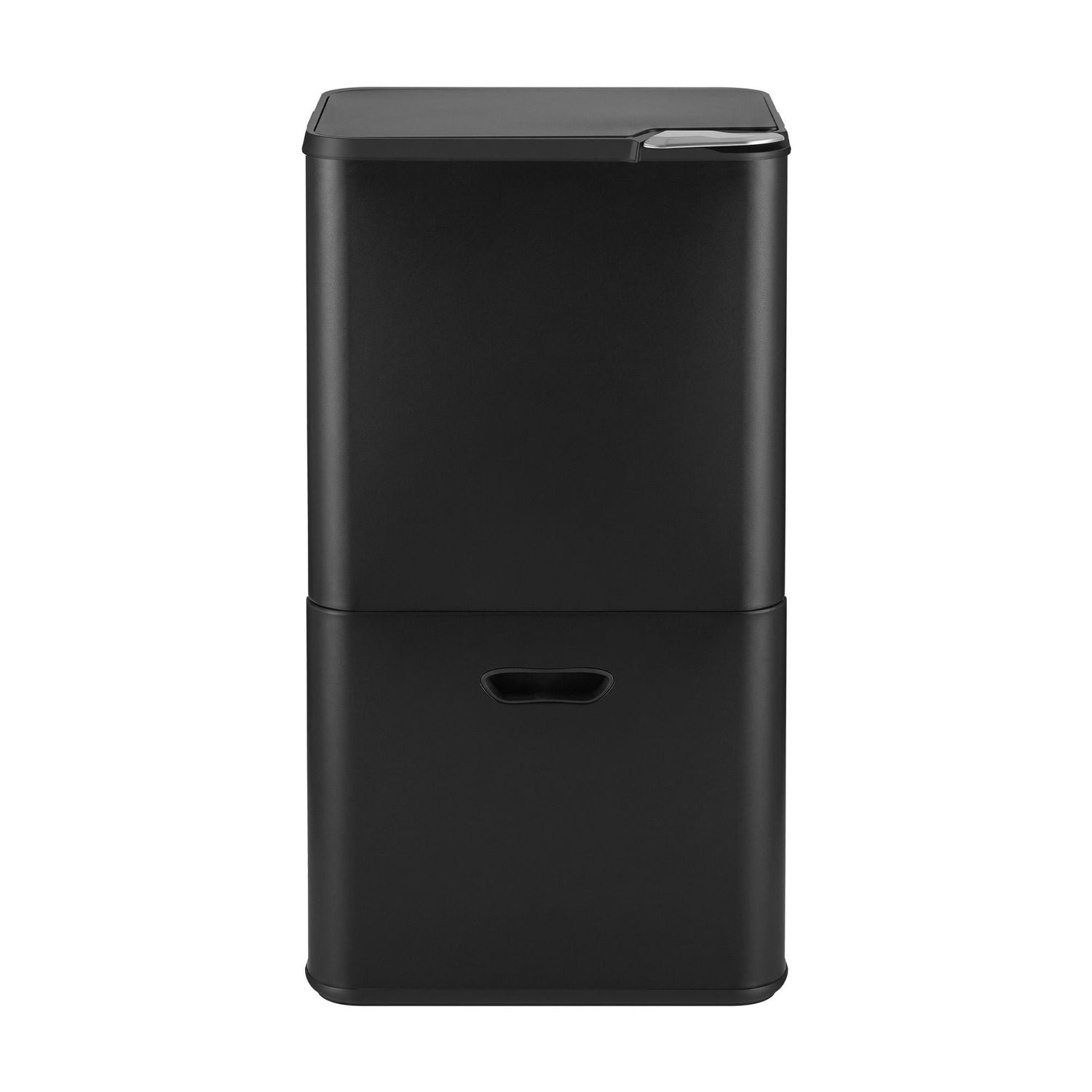 Cefito 63L Rubbish Bin 3 Compartment Carbon Steel Split Door Trash Can Black