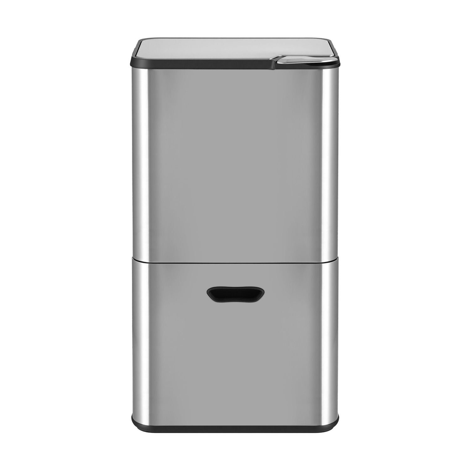 Cefito 63L Rubbish Bin 3 Compartment Stainless Steel Split Door Trash Can Silver