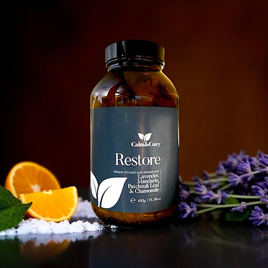 Restore Magnesium Bath Soak – Lavender, Chamomile & Patchouli for Calm, Balance & Skin Nourishment