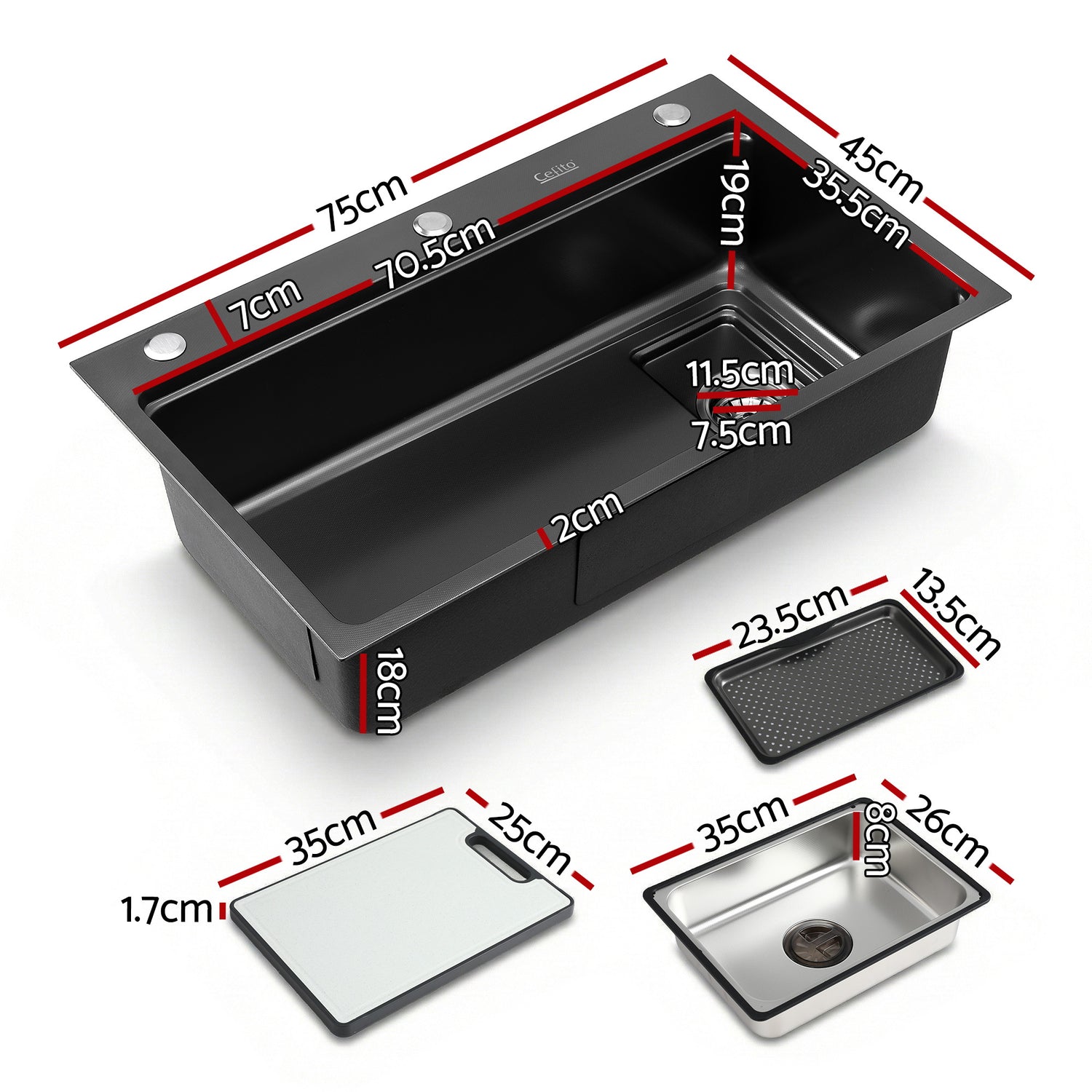 Cefito Kitchen Sink 304 Stainless Steel Bar Sink Millet Grain Water Basin Sink