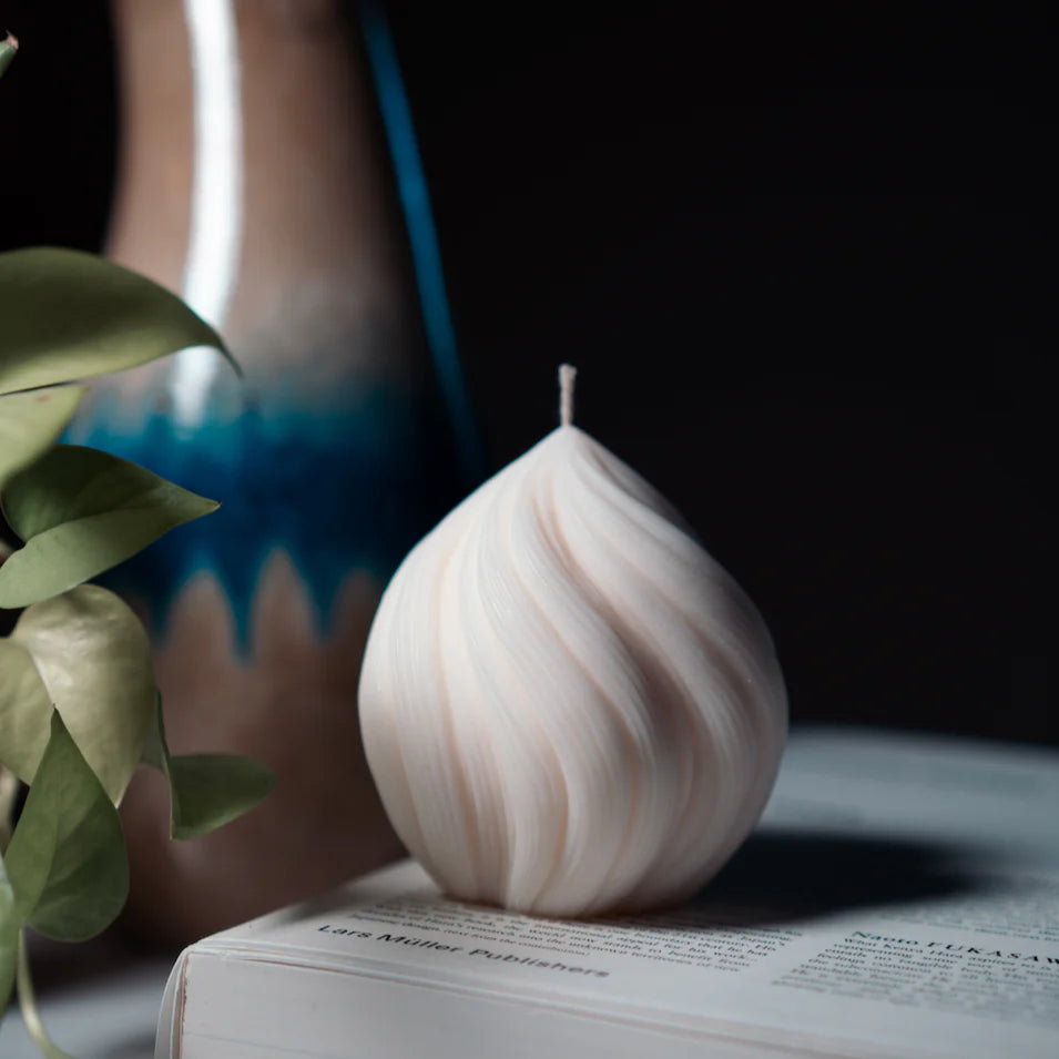 Swirl Decorative Candle – Handcrafted Unscented Soy Candle | Minimalist Home Décor