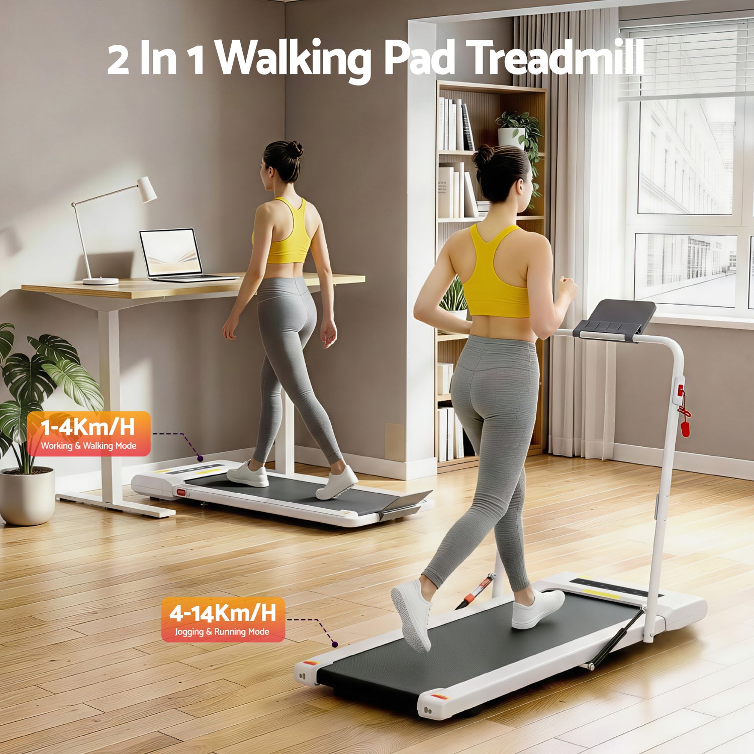 Everfit Treadmill Electric Walking Pad Under Desk Home Gym Fitness 400mm White