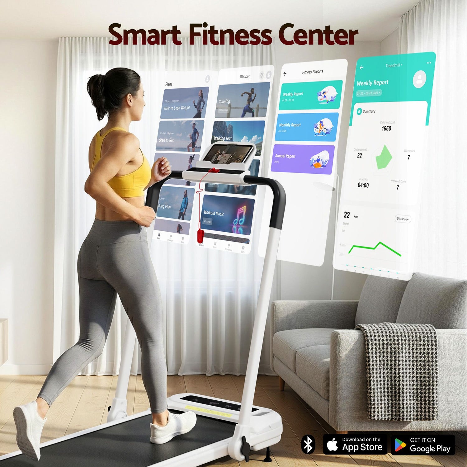 Everfit 3 in 1 Treadmill Electric Walking Pad with Incline Foldable for Home Gym White