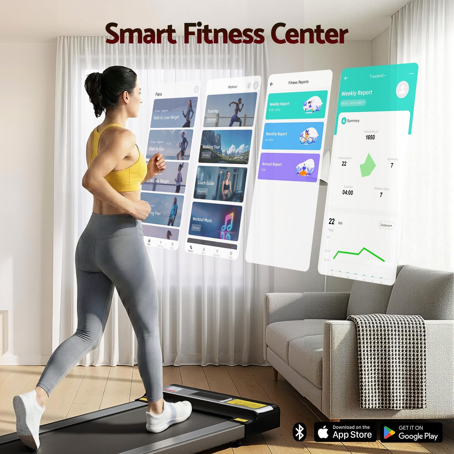 Everfit Treadmill Electric Walking Pad Under Desk Home Gym Fitness Foldable Belt
