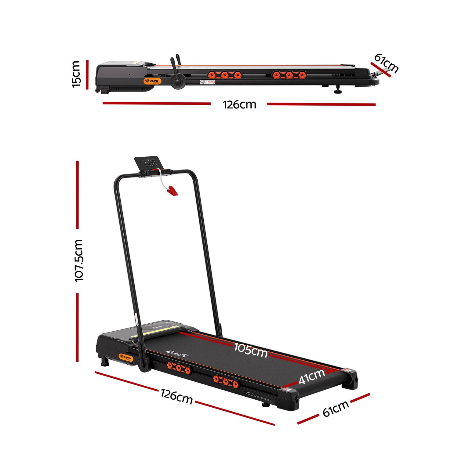 Everfit 3 in 1 Treadmill Electric Walking Pad Auto Incline Foldable for Home Gym Black