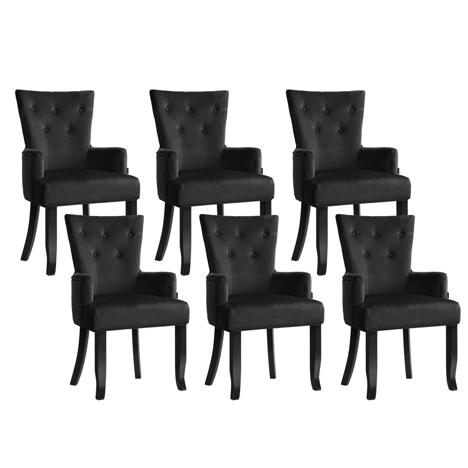 6x Artiss Dining Chairs Velvet French Provincial Armchair Black