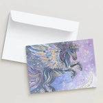 Greeting card with a unicorn design on a white background