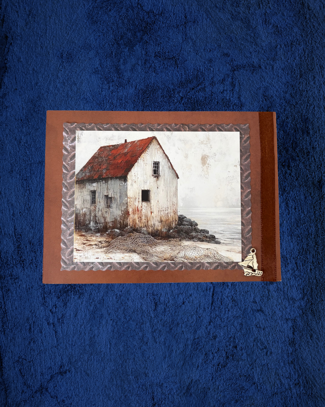 Vintage Rustic Fishing Village Greeting Card – Design B by The Vintage Card Boutique