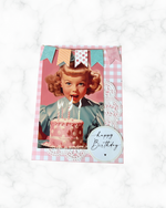 Retro Girl’s Birthday Greeting Card – Design B by The Vintage Card Boutique