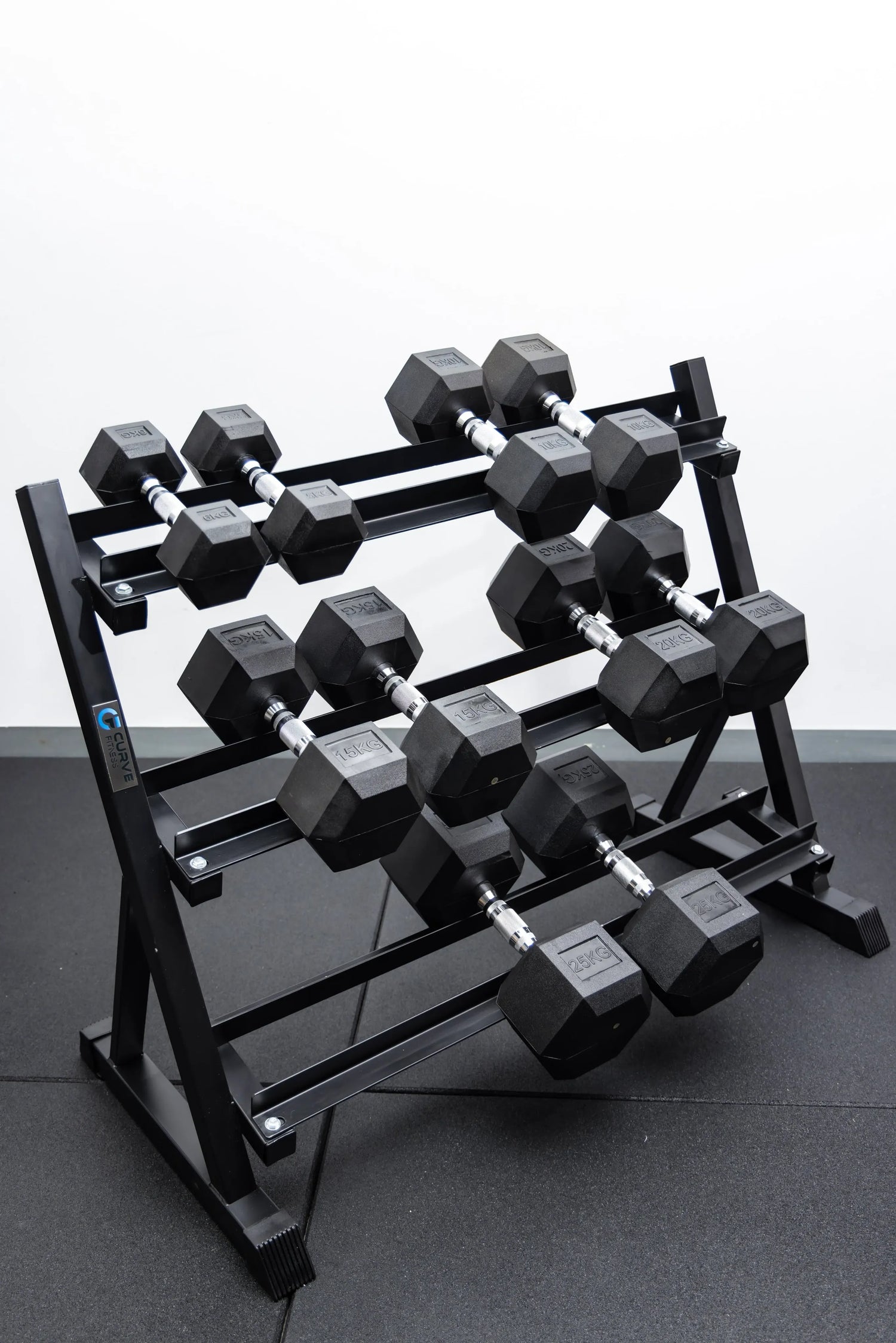 5 Pairs Hex Dumbbells PLUS Dumbbell Rack (150 kg | 5kg-25kg | 1.1m 3-tier Rack)