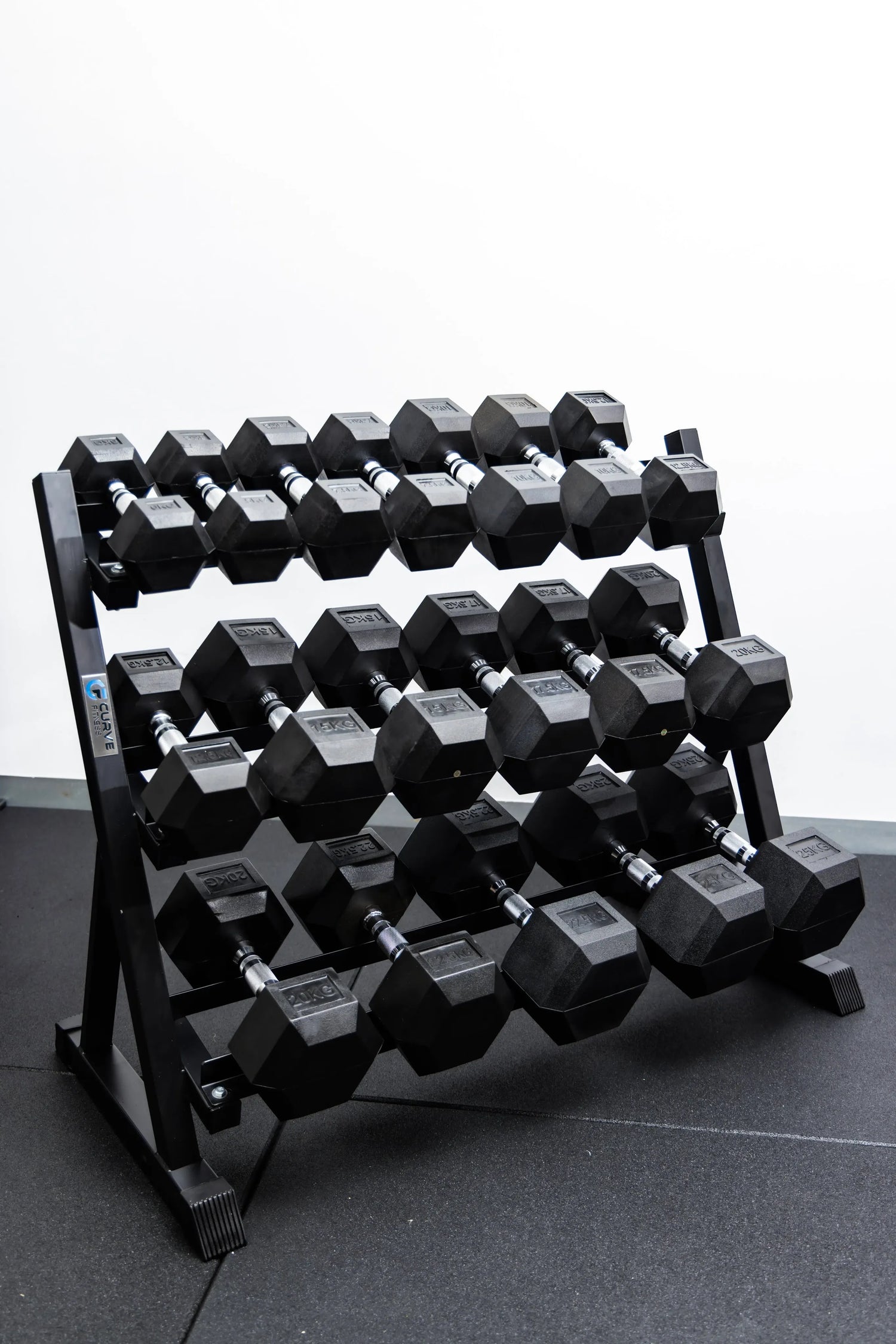 9 Pairs Hex Dumbbells PLUS Dumbbell Rack (270kg | 5kg-25kg | 1.1m 3-tier Rack)