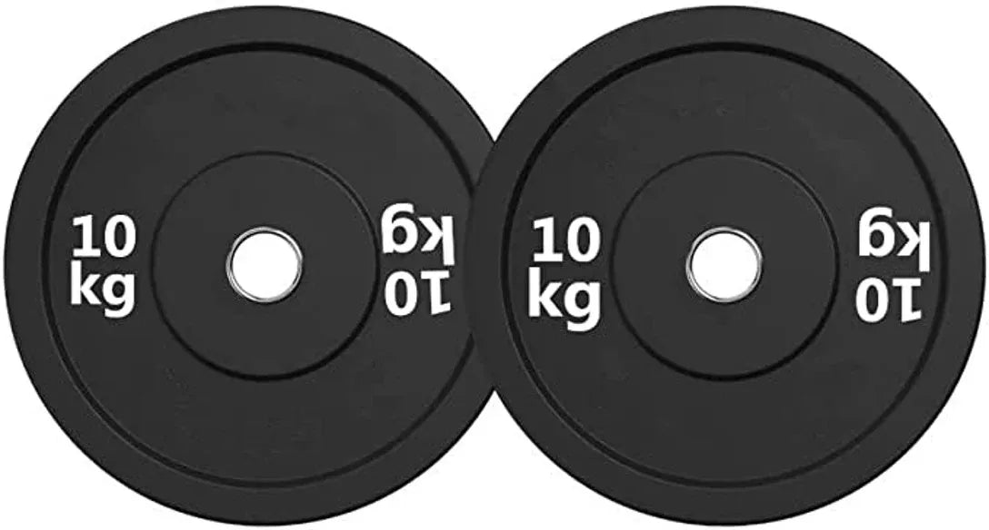 Black Olympic Bumper Plates - 100kg kit PLUS Olympic Barbell (2.2m | 20kg)
