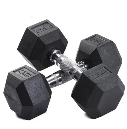 Rubber Hex Dumbbells 2X5 kg