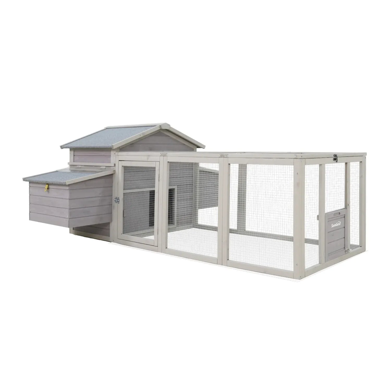 Samland Wooden Chicken Coop with Spacious Run – Outdoor Waterproof Hen House for Multiple Chickens