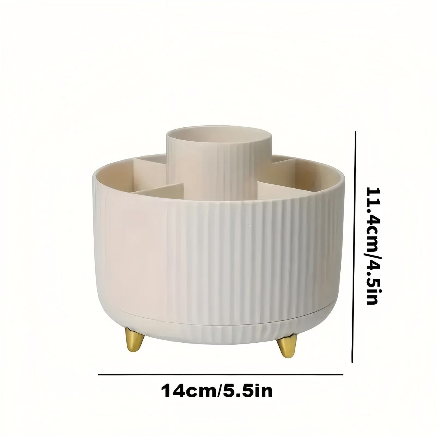 360° Rotating Multi-Compartment Makeup Brush Holder: Luxurious Vertical Texture with Golden Feet Design, Scientifically Organized Storage, One Cylinder to Tidy Your Vanity Table.(Green)