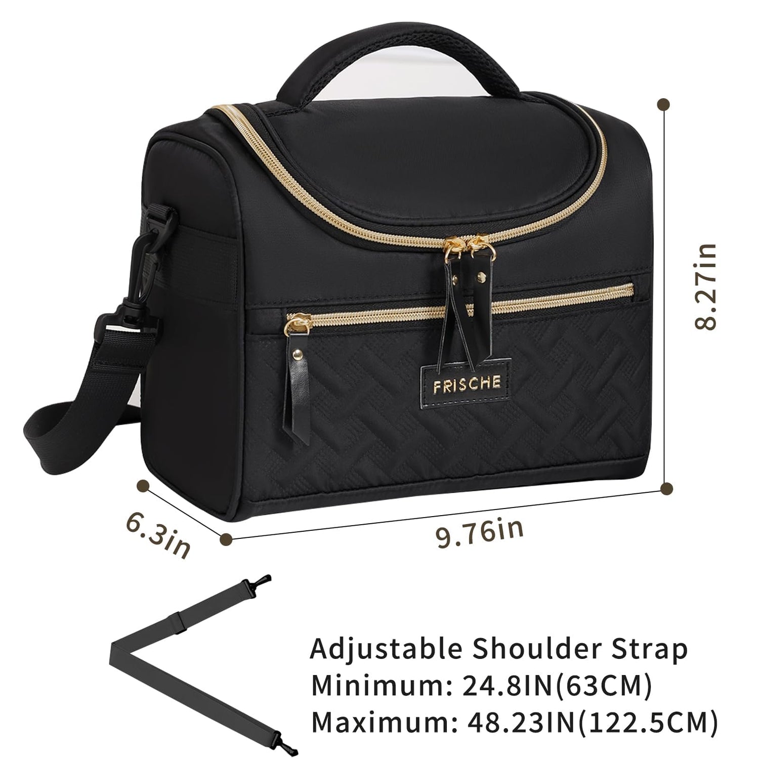 Insulated Lunch Bag with Adjustable Shoulder Strap – 8L Cooler Tote for Work, School, Picnic & Outdoor Use (Black) | Other Colors Available in Store