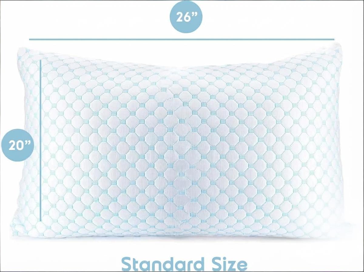 Standard Size Cooling Pillow with Shredded Memory Foam & Gel Infusion – Adjustable Loft, Breathable Dual-Sided Cover, 20" x 26" (Blue) | Other Sizes Available in Store