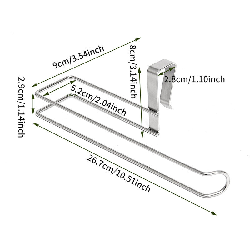 Stainless Steel No-punch Roll Paper Rack for Kitchen Cabinet Cling Film Storage Rack-Silver