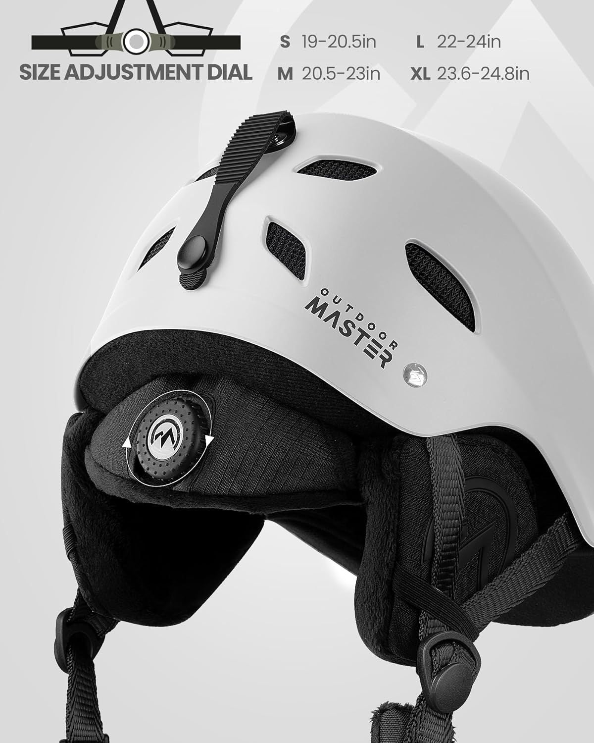 OutdoorMaster Kelvin Ski Helmet - with ASTM Certified Safety, 9 Options - for Men, Women & Youth-White,Small
