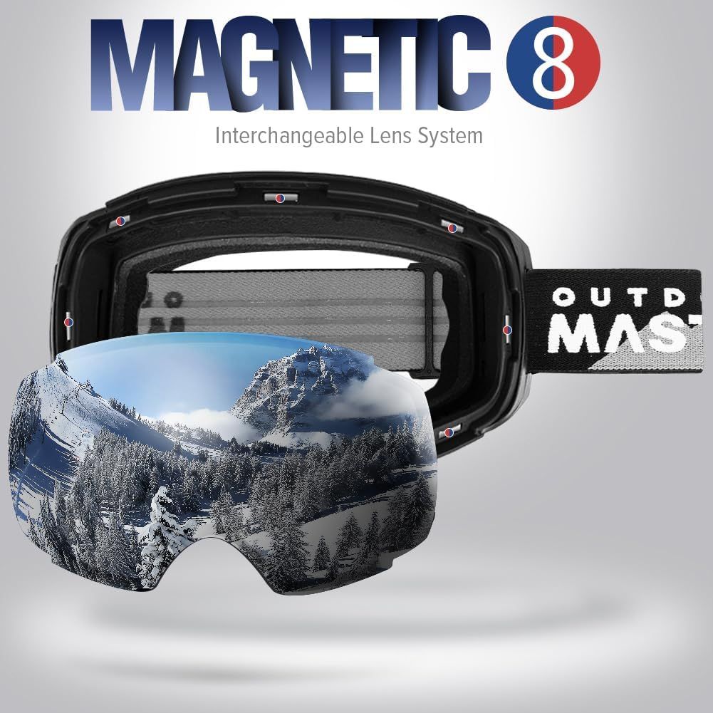 OutdoorMaster Ski Goggles PRO - Frameless, Interchangeable Lens 100% UV400 Protection Snow Goggles for Men & Women-01 VLT 10％-OM-2