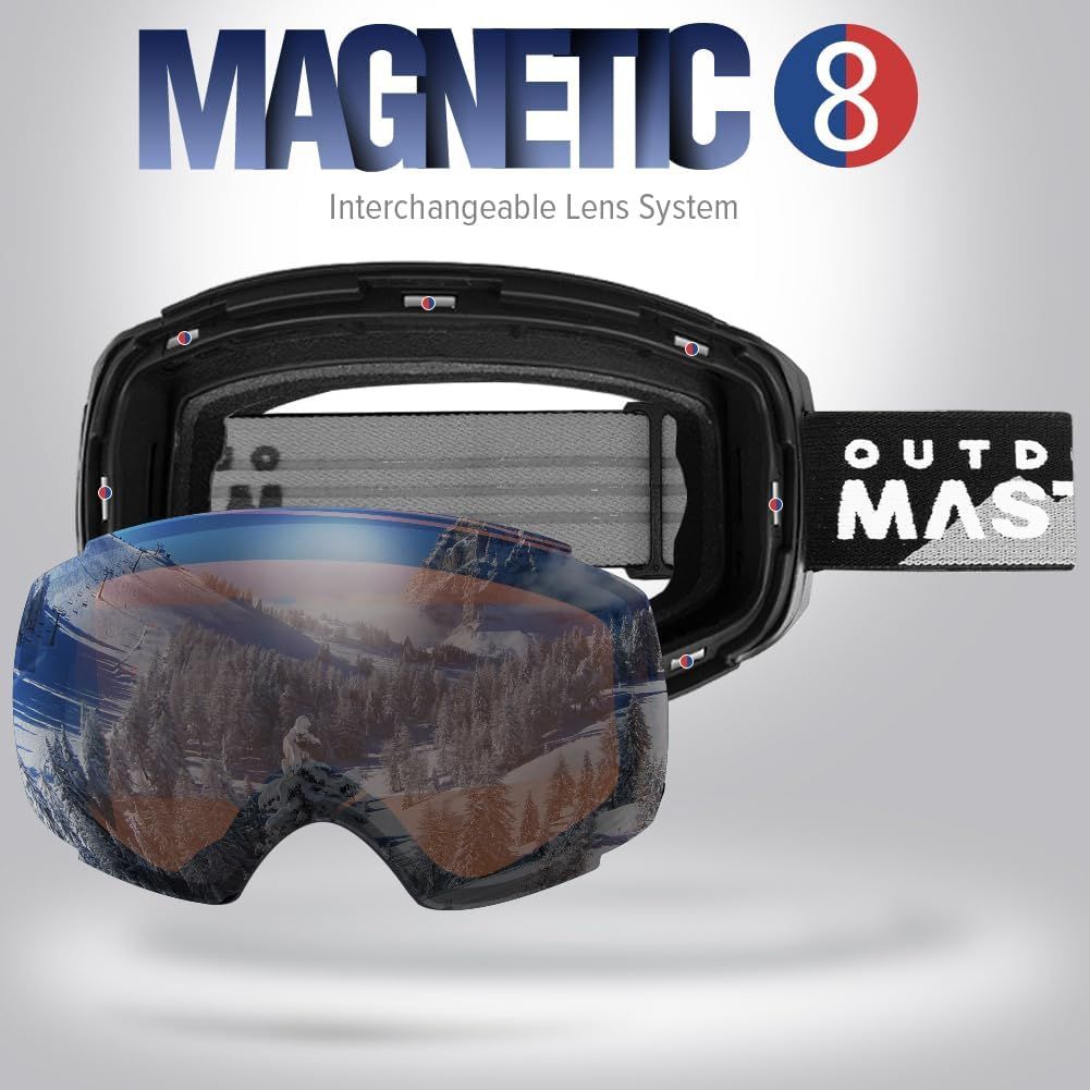 OutdoorMaster Ski Goggles PRO - Frameless, Interchangeable Lens 100% UV400 Protection Snow Goggles for Men & Women-OM-2