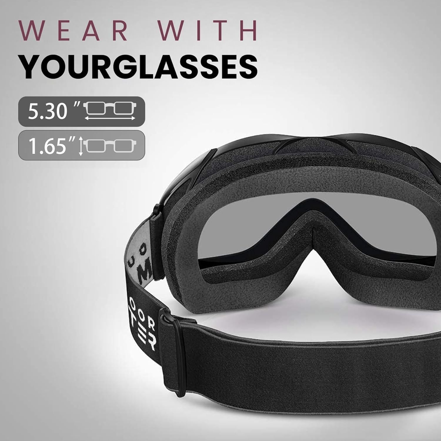 OutdoorMaster OTG Ski Goggles - Over Glasses Ski/Snowboard Goggles for Men, Women & Youth - 100% UV Protection-01VLT 10％-OM-5