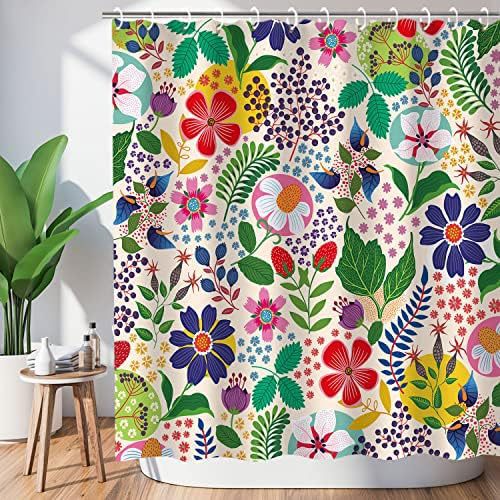 Floral Shower Curtain - Colorful Design (180x180cm)