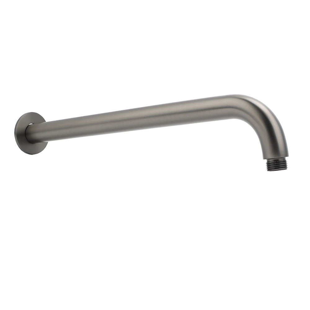 WELS Gun Metal Round 8" Rain Shower Head 400mm Straight Wall Mounted Arm Bath Set