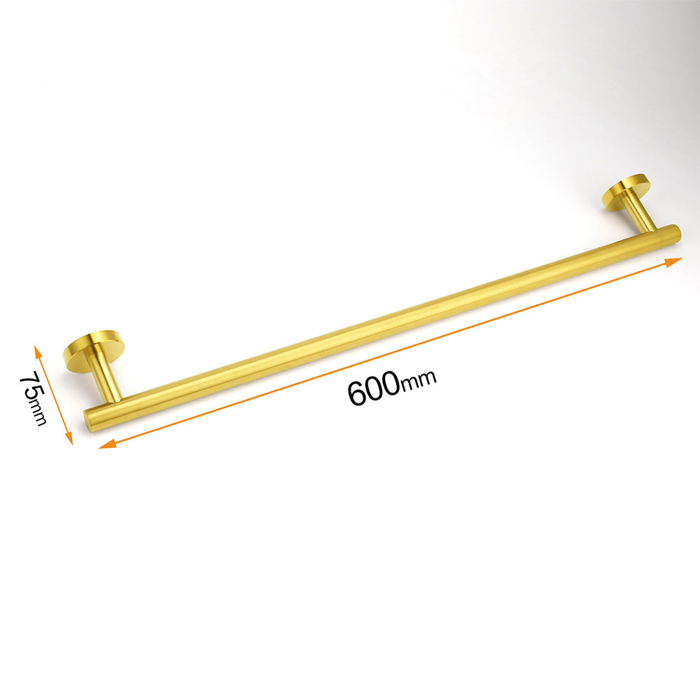 Brushed Gold Stainless Steel 750mm Long Towel Rack Rail Holder Round Hanger Bar