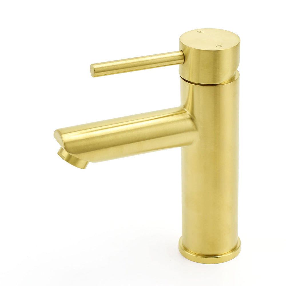 Brushed Gold 7.5L/min Kitchen Laundry Round Basin Mixer Vanity Sink Faucet Tap