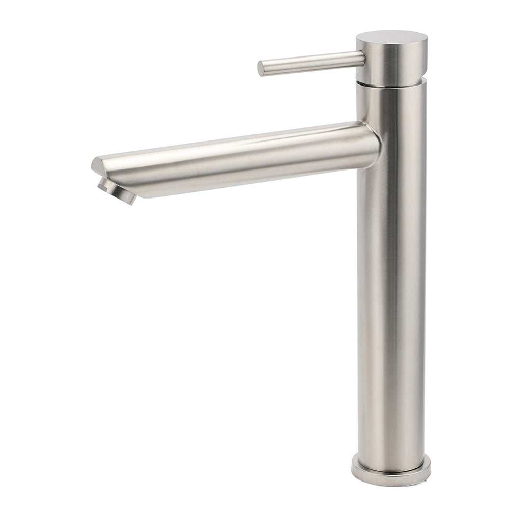 WELS Bathroom Laundry Round Basin Mixer Vanity Sink Faucet Tap Silver Brushed