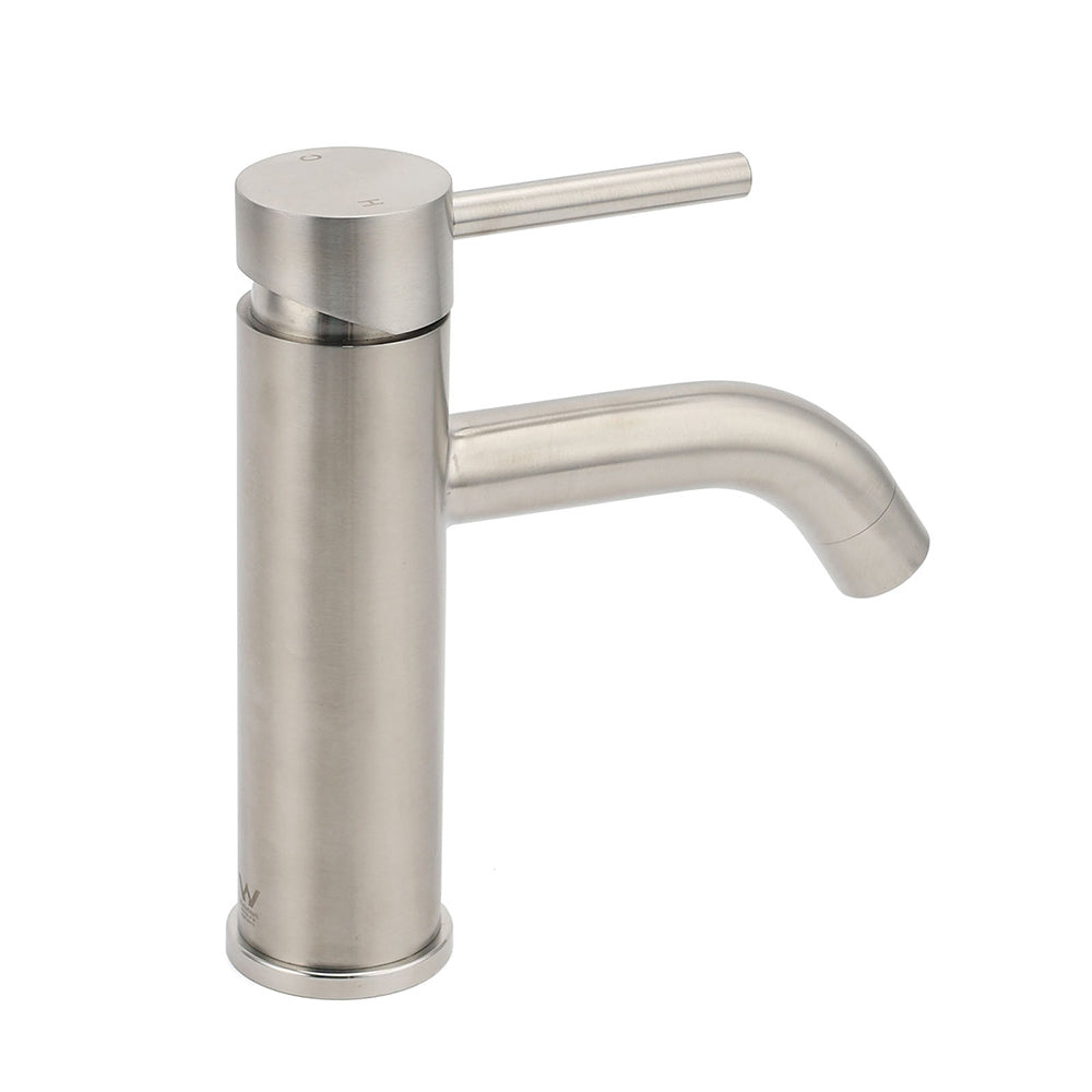 Brushed Nickel Round Curve Kitchen Laundry Basin Mixer Vanity Counter Top Faucet
