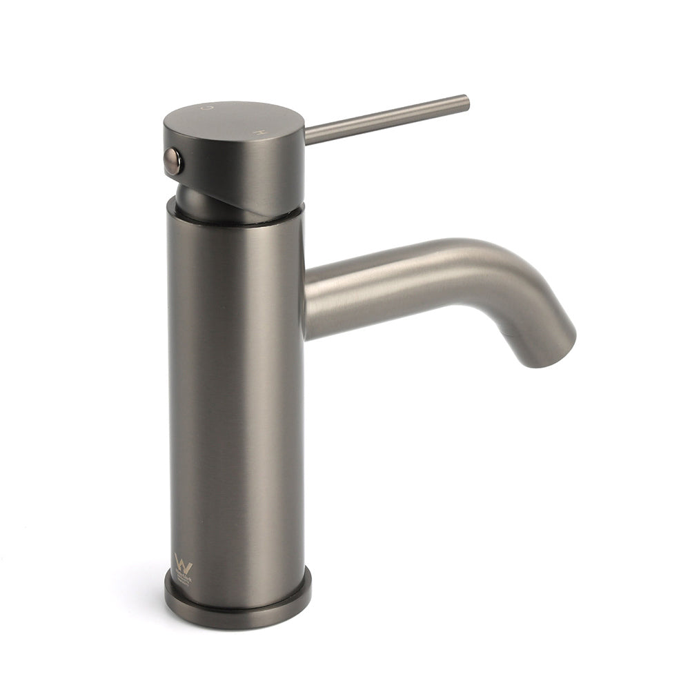 WELS Gun Metal Grey Kitchen Laundry Round Basin Mixer Vanity Sink Faucet Tap Set