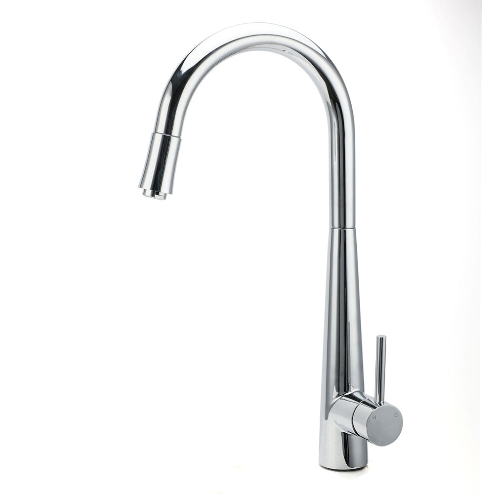 WELS Chrome Pull Out Kitchen Sink Tap Round Basin Mixer Faucet Flexible Spout