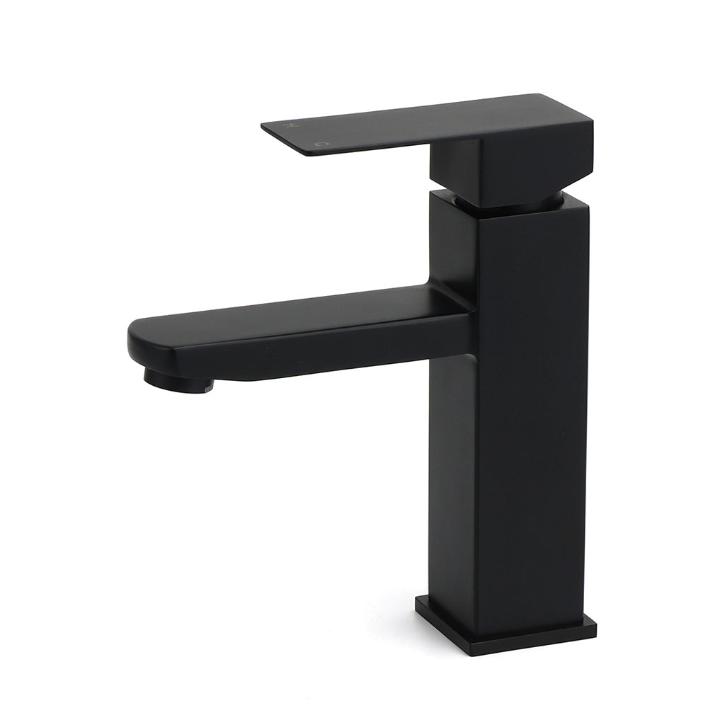 WELS Classic Square Matt Black Basin Mixer Vanity Laundry Sink Faucet Tap Outlet
