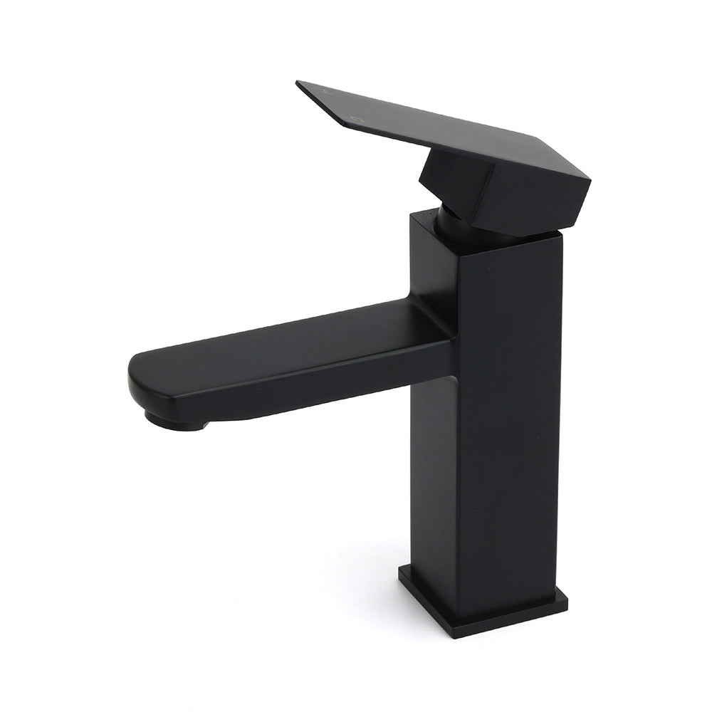 WELS Classic Square Matt Black Basin Mixer Vanity Laundry Sink Faucet Tap Outlet