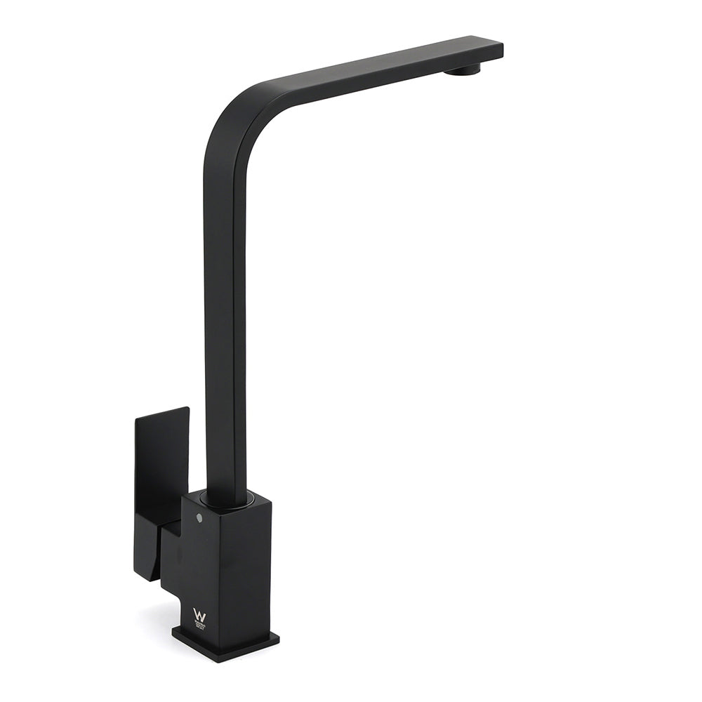Matt Black Square Gooseneck 360 Swivel Laundry Sink Kitchen Mixer Faucet Tapware